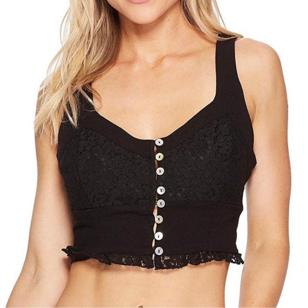 Free People Black Lace Crop Top - NEW